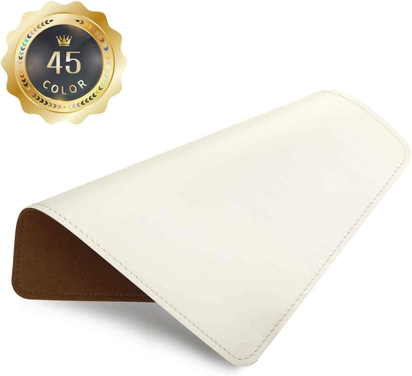 Round Leather Mouse Pad with Stitched Edge and Non-Slip Waterproof Microfiber Base, 9 x 9 Inches (Charcoal Black)