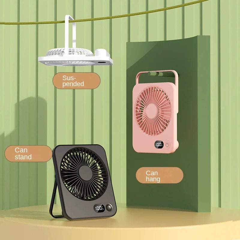 USB Rechargeable Portable Desk Fan with 180° Tilt, Folding Design, Power Display, 5 Speed Settings, and Ultra Quiet Operation