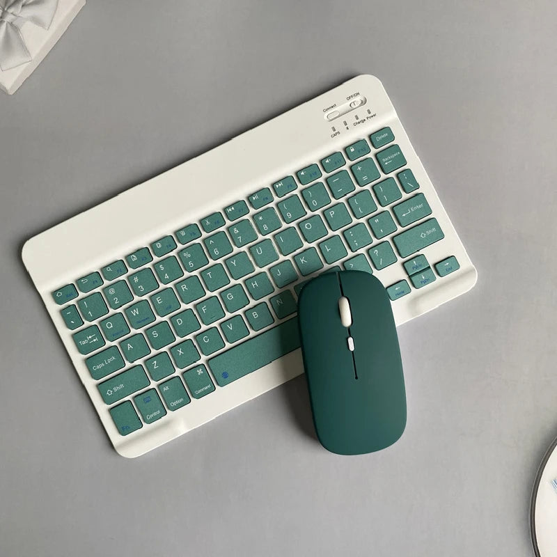 Wireless Bluetooth Keyboard and Mouse Set with Rechargeable Functionality for Laptops and Tablets - Compatible with iPad, Samsung, iOS, Android, and Windows - Available in Green, White, Black, and Pink (Model L1)